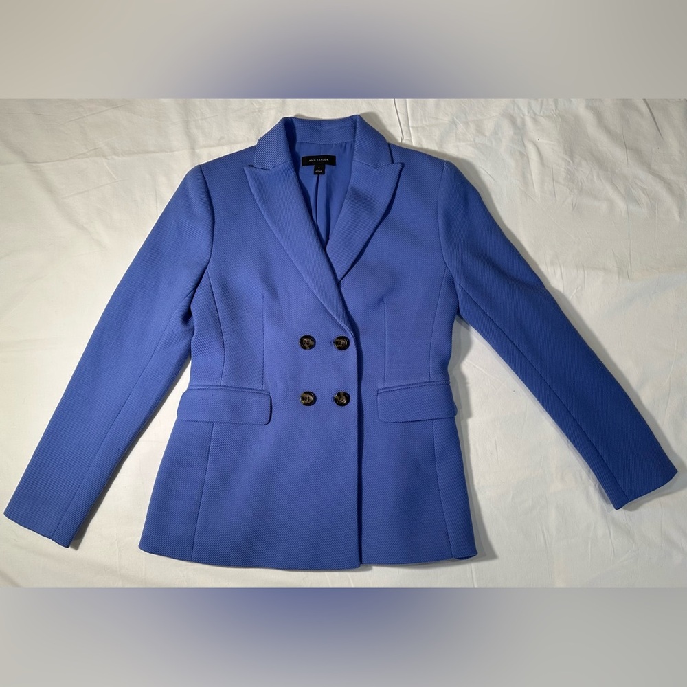 Ann Taylor Blue Tailored Blazer with Notched Lapels